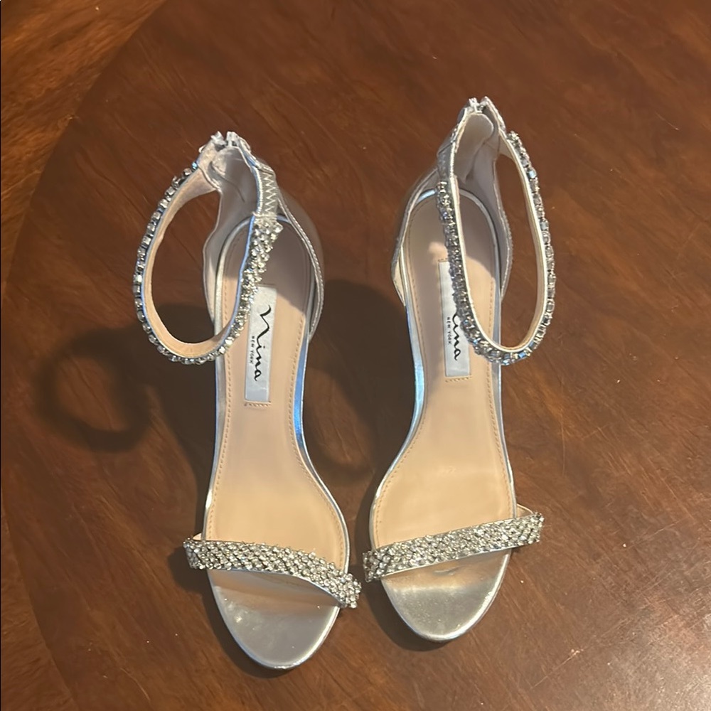 Nina Silver Strappy Heels